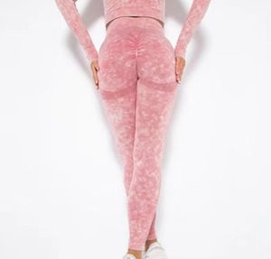JAC22 H6625 Leggings Deportivos de Yoga sin Costuras, Tejido Lavado, Transpirables, Efecto Levanta Glúteos, Color Durazno - Product Image 4