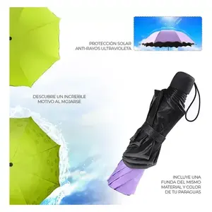 Parapluie pliable portable avec protection UV, diamètre ouvert de 100 cm, fonctionnement manuel, nervures en alliage, poignée en plastique pour le soleil et - Product Image 5