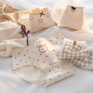 <span class=keywords><strong>Lot</strong></span> de 5 culottes 100% coton pour femmes, <span class=keywords><strong>sous</strong></span>-vêtements mignons de tous les jours, broderie à carreaux, taille moyenne pour slips d'époque, <span class=keywords><strong>lot</strong></span> de 3 pièces - Product Image 3