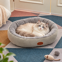 Coussin de lit ovale épais et chaud pour animaux de compagnie (chats et chiens), résistant aux griffures et à l'usure, portable toutes saisons pour intérieur