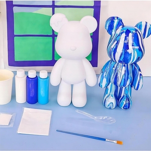 DIY Coloriage Jouet Graffiti Souple PVC Assis <span class=keywords><strong>Mignon</strong></span> Casque Espace Lapin Sésame Gentleman Fille <span class=keywords><strong>Ours</strong></span> Avec Verseur Peinture - Product Image 4