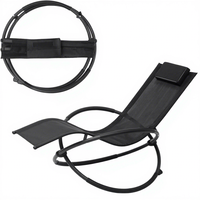 Chaise longue pliante à bascule d'extérieur en maille Teslin, transat de patio en acier pliable, chaise de loisirs zéro gravité KD