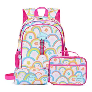 2023 New fashion girls high school student backpack lunch bag pencil bag three school bag set