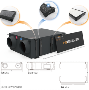 Double-Flux VMC cho khách sạn sử dụng Mia thương hiệu mô hình MIA-35SXL 350m3/h luồng không khí 29db hoạt động yên tĩnh midcentury thiết kế - Product Image 6