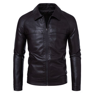 جاكيت رجالي لخريف وشتاء من الجلد الصناعي، جاكيت قطيفة عصري متعدد الاستخدامات مصبوغ بلون سادة مقاس XL من قماش الكانفاس - Product Image 4