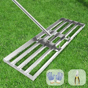 Professional Stainless Steel Lawn Leveling Tool With Adjustable Extra Long Handle New Style Garden Lawn Leveling Rake