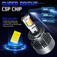 Haute puissance 300W 12V 50000LM phares LED de voiture 9005 9006 H1 H4 H7 système d'éclairage automatique ampoule de phare LED