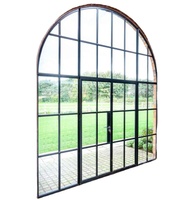 Ventana Francesa de Acero con Vidrio Templado, Diseño de Rejilla de Color Negro para Uso Exterior y en Cocina, Diseño Gráfico Insonorizado