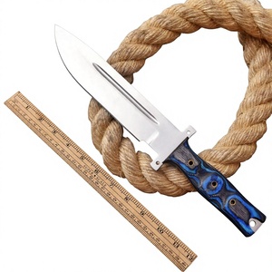 Couteau de chasse et de survie en plein air à lame fixe en acier au carbone fait main, lame en acier inoxydable, manche en bois Pakka, étui en cuir - Product Image 5