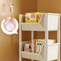 Étagère de rangement moderne en plastique multicouche avec roulettes Armoire de rangement de cuisine roulante Organisateurs Chariots Étagères pour chariots