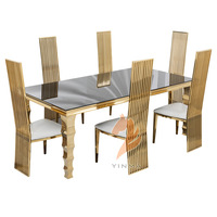 Table à manger de luxe en bambou, chaises de salle à manger, grand mobilier de salle à manger, vente en gros, usine de Foshan