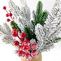 12 Stück 30 cm Schneebeflockte PE Künstliche Kiefernzweige, Frostige Kiefernzweige für Kränze, Girlanden, DIY Weihnachtsdekoration
