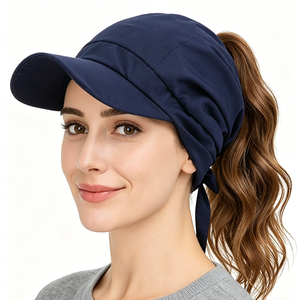 Visière large pour femme 2026, couleur unie, avec sangles, respirante et confortable, protection solaire extensible - Product Image 5