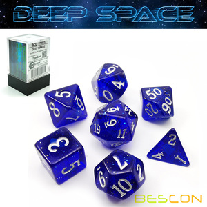 Bescon Siêu Phát Sáng Trong Bóng Tối Long Lanh Xúc Xắc Đa Diện Đặt Sâu Không Gian, Sáng RPG <span class=keywords><strong>Dice</strong></span> <span class=keywords><strong>Set</strong></span>, phát Sáng Mới Lạ DND Trò Chơi Xúc Xắc - Product Image 2