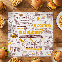 Papier d'emballage pour boulangerie, imprimé sur mesure, résistant à la graisse, en pâte de bois vierge, biodégradable, de qualité alimentaire, recyclable, pour gâteaux et restauration rapide
