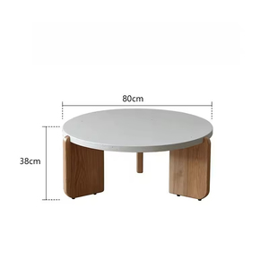 Tavolino da Salotto in <span class=keywords><strong>Terrazzo</strong></span> Stile Nordico Moderno con Gambe in Legno, Set di Tavolini da Caffè per Arredamento Casa - Product Image 5