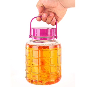 Conteneur en verre de 5 gallons à large ouverture pour cornichons, grand carboy en verre, fermentateur pour brassage maison, vin rouge, vin de prune avec couvercle à poignée - Product Image 3