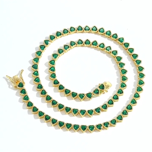 Vorrätige 5mm Herzförmige Bling Tennis-Kette Halskette mit Mehrfarbigen Zirkonia Mikro-Pavé Hip-Hop Unisex Bling Halsschmuck - Product Image 1