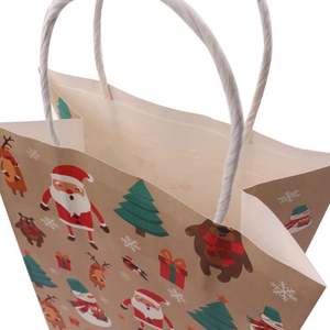 Bolsa de Papel <span class=keywords><strong>Kraft</strong></span> Navideña Ecológica y Biodegradable con Asas de Cuerda de Papel, Impresa Personalizada, para Regalos, Cosméticos y Embalaje - Product Image 6