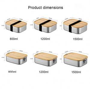 Lonchera Bento de Acero Inoxidable Premium con Tapa de Bambú a Prueba de Fugas, Contenedor de Alimentos Ecológico para Viajes de Trabajo con Logotipo Personalizado - Product Image 2