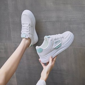 Women's Lightweight <b>White</b> Casual Chunky Sneakers Thick Sole Mesh Lining EVA Rubber Outsole Toe <b>Lace</b>-Up All Seasons - Product Image 5