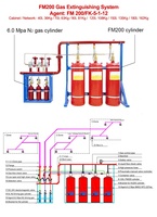 FM200 HFC227ea Sistem Pelindung Pemadam Api, Pelepasan Gas dan Pemadam Api