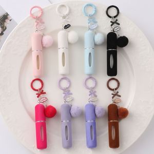 Custom LOGO 5ml Reusable Portable Travel <b>Perfume</b> Refill Bottle <b>Atomizer</b> with Pompom Keychain for Women Purse Backpack Daily - Product Image 5