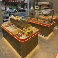 Stainless Steel Bread Cake Display Cabinet Supermarket Island Showcase Custom Display Stand Custom Logo Shelf Pallet Racking