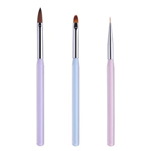 Pincel de Uñas de Cristal de Tres Colores, Pincel Ovalado de Nailon Rizado para Pintar con Gel y Crear Degradados, para Manicura - Product Image 1