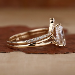 Bagues <span class=keywords><strong>de</strong></span> fiançailles et <span class=keywords><strong>de</strong></span> mariage en or massif 14k 18k avec diamant cultivé en laboratoire certifié HPHT CVD Shea Igi pour femmes, hommes, ensemble <span class=keywords><strong>de</strong></span> couple <span class=keywords><strong>de</strong></span> mariés - Product Image 2