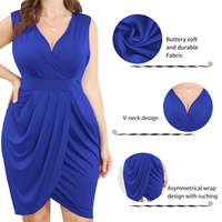 POVTY Vente en gros Robe moulante personnalisée grande taille pour femmes, col V croisé, sans manches, taille haute, plissée, enveloppante, pour invités de mariage