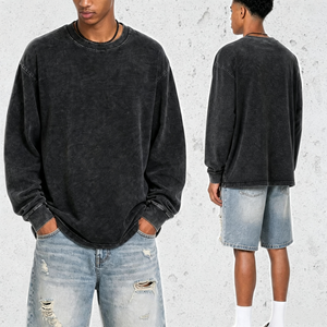 Custom Wash Vintage Sweatshirts <b>Men</b> Heavy Cotton Blank Oversized <b>Long</b> Sleeve Pullover Streetwear Acid Wash <b>T</b> <b>Shirt</b> TKAN9146 - Product Image 2