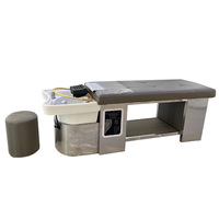 Lit de lavage capillaire moderne personnalisé en cuir PU pour salon de massage thaïlandais, avec bassin de lavage et thérapie aquatique spa