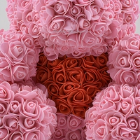 Hfloral 40cm Vente en gros Usine Ours en fleurs artificielles modernes et réalistes en mousse PE faites à la main, ours en peluche décoratif, cadeau de mariage