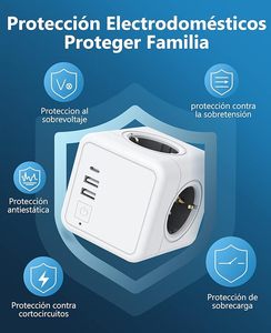 European Type Socket with <b>Plug</b> Portable <b>Power</b> Cube Type F 4 EU Outlets With 2 USB 1 Type C 16a Multi Socket 220v <b>Adapter</b> <b>Plug</b> - Product Image 3