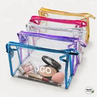Pochette de maquillage transparente en PVC imperméable avec fermeture éclair, personnalisable avec logo, organiseur de cosmétiques, trousse de toilette, ensemble de voyage