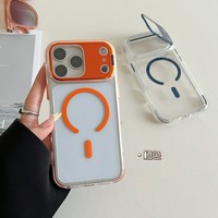 Coque de téléphone magnétique transparente avec support d'objectif pour iPhone 18/17 Pro Max 18 Pro, protection anti-chute aux quatre coins