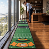Tapis d'entraînement de golf pour putting, intérieur/extérieur, long, avec marqueurs d'alignement, équipement portable