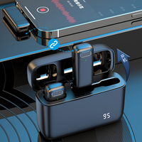 Microphone sans fil K13 Power Display 2,4 GHz avec station de charge, deux microphones cravate pour smartphones iOS et Type-C