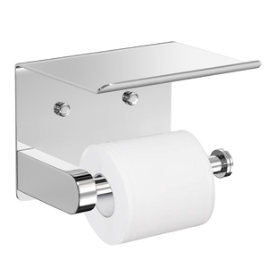 Porte-papier toilette moderne en aluminium spatial auto-adhésif avec étagère, support de rouleau de papier toilette bronze - Product Image 1