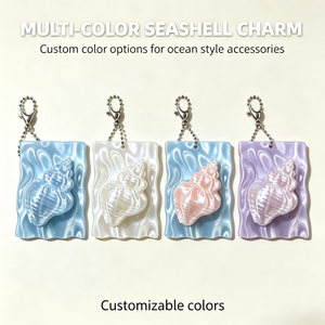 Colgante de Concha Marina Impreso en 3D, Estilo Oceánico, Llavero, Bonito Colgante de Placa Ondulada, Accesorio Decorativo para Mochila - Product Image 3