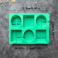 Moule en silicone rectangulaire à 6 cavités en forme de feuille (Modèle 604) pour la fabrication de savon, l'artisanat