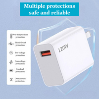 Adaptateur de charge super rapide USB PD 120W avec protection OVP/OCP/OTP, chargeur mural pour téléphone portable, prise US/EU/UK/AU, électrique intelligent