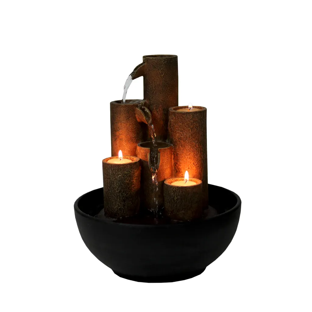 Fuente de mesa de resina con 3 velas, decoración interior Zen para oficina, sala de estar, dormitorio