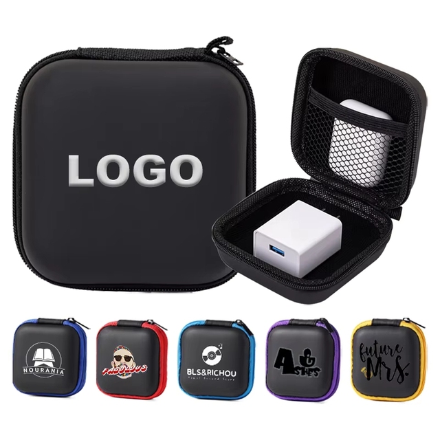 Personalized Cool Gadget Data Cable Storage Box Shockproof Earphone Cases Promotional Custom Eva Case Zipper Bag with Logo