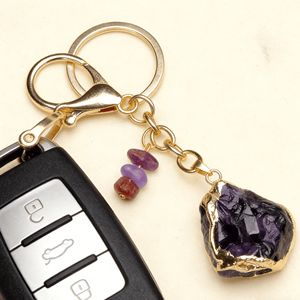 Vente en gros d'objets artisanaux en cristal, <span class=keywords><strong>pierre</strong></span> brute naturelle, porte-clés doré, breloque de sac Reiki, pendentif clé, cadeau - Product Image 6