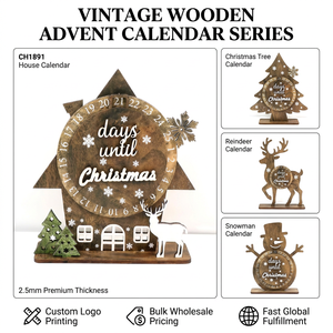 <span class=keywords><strong>Calendrier</strong></span> de l'Avent en contreplaqué, décoration de Noël en forme de roue rotative, ornement de table vintage pour les fêtes de Noël, vente en gros - Product Image 6