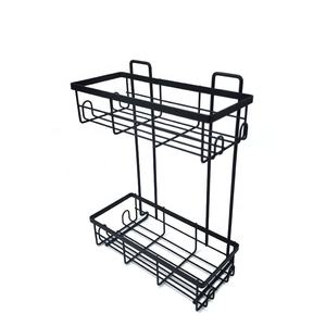 Современная Двухуровневая металлическая корзина для душа с черным порошковым покрытием, настенная угловая полка для душа с присоской - Product Image 3