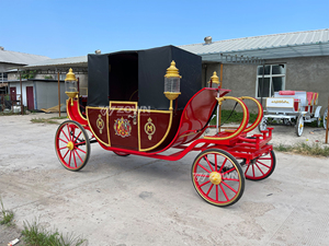 Carroza Eléctrica Roja ZOWN de 4 Ruedas, Carroza Real para Paseos Turísticos con Detalles Decorativos en Dorado - Product Image 6