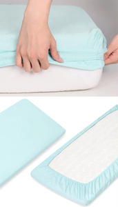 中国定制婴儿床床单透气纯色柔软100%有机棉批发平纹细布婴儿床单 - Product Image 5